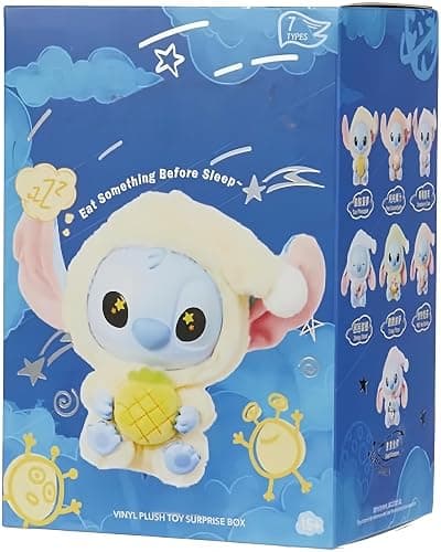 UKJNG Stitch Eat Something Before Sleep Collection Vinyl Plush Toy Surprise Box Figure Model Blind Box Plush Toy Gift for Girls and Boys Cute Collectible Keychain Single Box (Random One) - Image 1