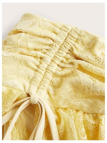 SHENHE Women's Lace Mini Skirt Y2k Low Rise Ruched Layered Ruffle Skirt thumbnail 2