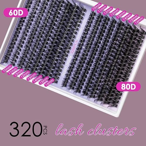Ocean Pearl Lash Clusters 320pcs 3D Thick Lash Clusters kit 60D+80D Lashes,Eyelashes,Lash Extension Kit,Eyelash Clusters with Lash Bond&Seal&Remover&Tweezers,Lashes Clusters Eyelash Extensions Kit thumbnail 6