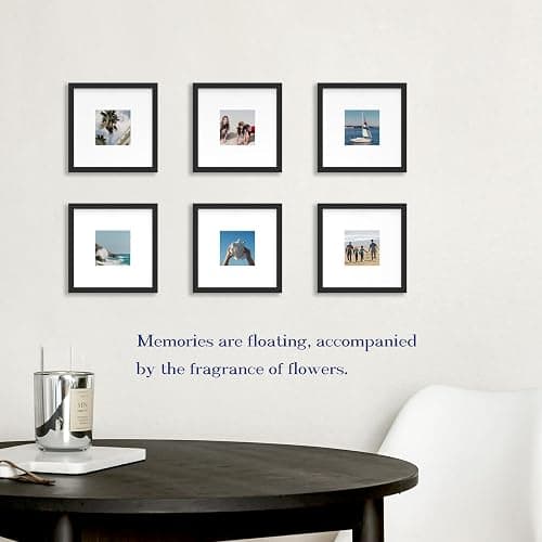 An&He 8x8 Picture Frames Set of 6, Displays 4x4 with Mat or 8x8 Without Mat Photos, Square Collage Wall Decor for Gallery, Tabletop & Wall Decor, White thumbnail 7