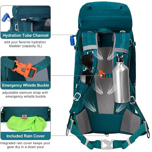 N NEVO RHINO Internal Frame Hiking Backpack 50/60/65/70/80L, Mountain Climbing Camping Backpack Daypack Waterproof Rain Cover thumbnail 4