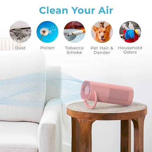 Pure Enrichment PureZone Mini Portable Air Purifier - Cordless True HEPA Filter Cleans Air & Eliminates 99.97% of Dust, Odors, & Allergens Close to You - Cars, School, & Office (Blush) thumbnail 4