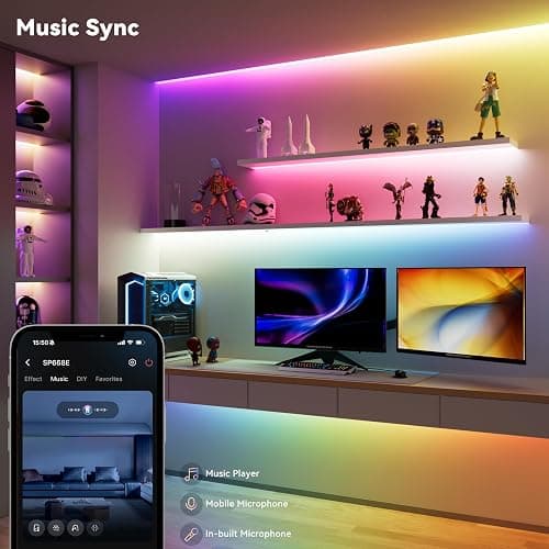 MIWISE LED Strip Lights,RGB Smart IC COB LED Strip Light Color Chasing,24ft Multicolor Flexible LED Tape Light,Music Sync with APP Control,Addressable DIY 16M Colors,for Cabinet,Bedroom,Party Decor thumbnail 5