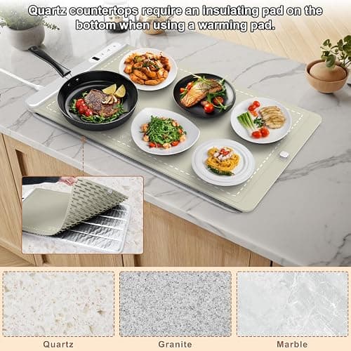 FYY Warming Mat for Food - Rapid and Full Surface Heating, 6 Temp Settings, 6H Timer, Rollable Portable Food Warming Mat, Ideal for Gatherings, Parties, Keep Meal Warm (X Large Size, Khaki) thumbnail 7