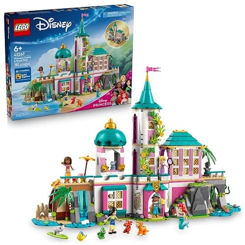 LEGO Disney Princess Castle & Royal Pets Kids Toy - Pretend Play Building Set for Girls and Boys, Ages 6+ - Includes Ariel, Rapunzel, Jasmine, Moana, and Mulan - Gift Idea for Birthdays - 43267 - Image 1