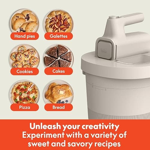 bella 3.5 Qt Hand & Stand Mixer, 2 in 1 Electric Mixer with Bowl, Dough Hook, Whisk & Egg Beater, Multifunctional Handheld Mixer for Baking, 200 Watt, Oatmilk thumbnail 7