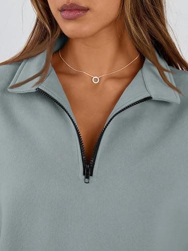 Trendy Queen Womens Oversized Sweatshirts Fall Sweaters Fashion Hoodies Half Zip Pullover Long Sleeve Shirts Clothes thumbnail 5