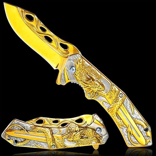 Vividstill Pocket Knife for Men, Cool 3D DRAGON Pocket Folding Knife With Clip, Great gift Edc Knife For Men Outdoor Survival Camping Hiking hunting - Image 1