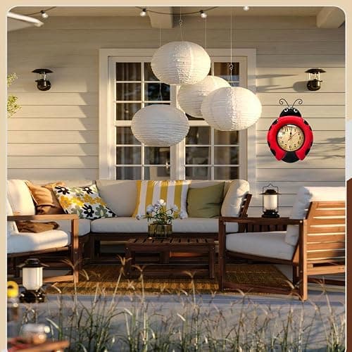 TXYS Wall Clock for Home Ladybug Decor Art Decorations Great for Office/Outside Clock (Ladybug Clocks) thumbnail 8