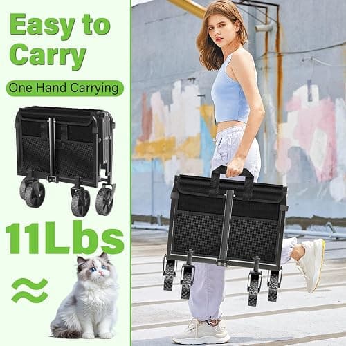 Wagons Carts Foldable - Collapsible Wagon Cart with Wheels – Folding Foldable Wagon Small Portable Lightweight for Sports, Camping, Storage, Travel, Shopping thumbnail 4