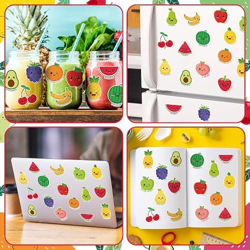 A1diee 1000Pcs Fruit Religious Stickers Rolls Color Apple Watermelon Strawberry Back to School Motivational Training Stickers Bible Christian Decor for Kids Teacher Reward Classroom,16 Styles 2 Rolls thumbnail 5