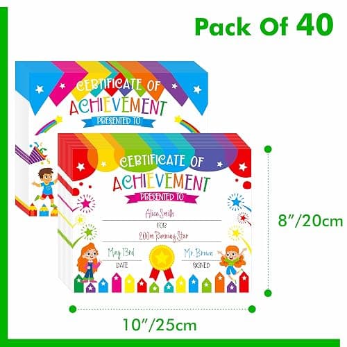 40 PCS Preschool Diploma, Certificate of Achievement in 2 Designs Colorful Certificate of Awards School Classroom Supplies for Kids Students Kindergarten Boys Girls thumbnail 2