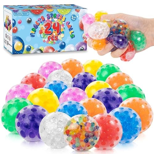 24 Pack Fidgets Stress Balls for Kids Adults, Squishies Ball Toys Pack, Stress Relief Sensory Stress Ball for Autism, Squishy Toys for 3 4 5 6 7 8 9 10 Boys Girls Gifts - Image 1