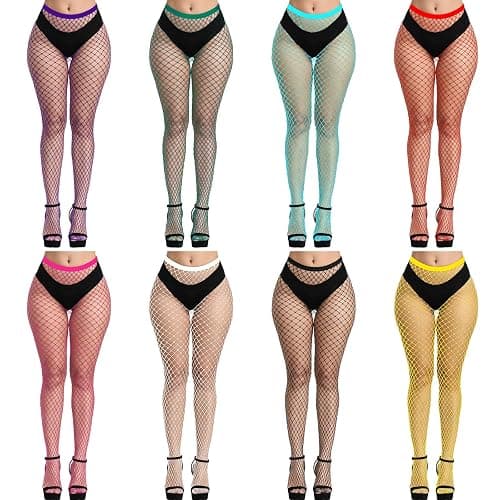 FEPITO 8 Pairs Fishnet Stockings Tights High Waist Stockings Leggings for Women - Image 1