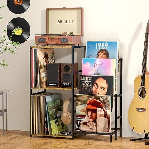 Record Player Stand, Turntable Stand with 4-Tier Vinyl Record Storage, Record Player Table Storage up to 200+ Albums, Record Player Cabinet with Vinyl Display Holder Shelf, vinyl Table for Living Room thumbnail 2