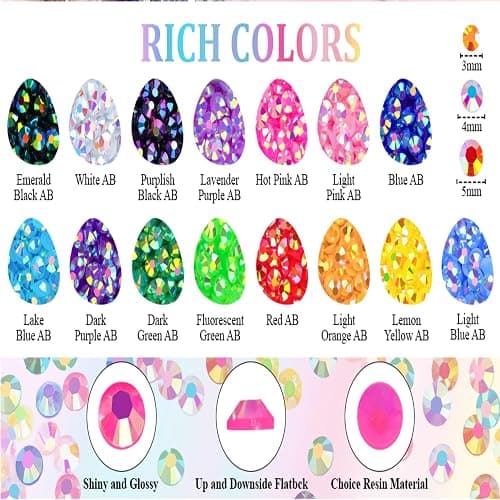 KCZ 30000pcs Resin Jelly Rhinestones – 3mm Mixed-Color Flatback Gems for Bedazzling, Diamond Art, Nail Art, Shoes, Crafts & DIY Projects thumbnail 5