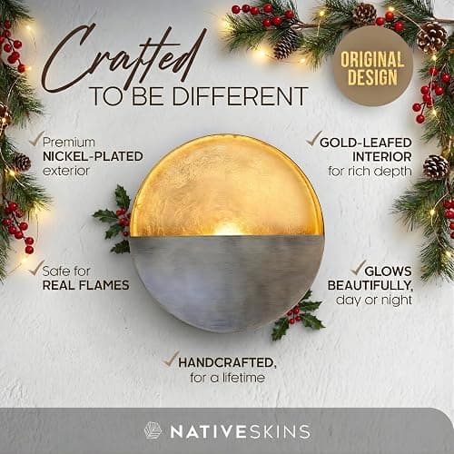 NativeSkins Eclipse Metal Wall Candle Sconces Set of Two Wall Candle Holders - Set of 2 Handcrafted Decorative Tea Light Sconce for Living Room Decor Gold Tea Holder thumbnail 8