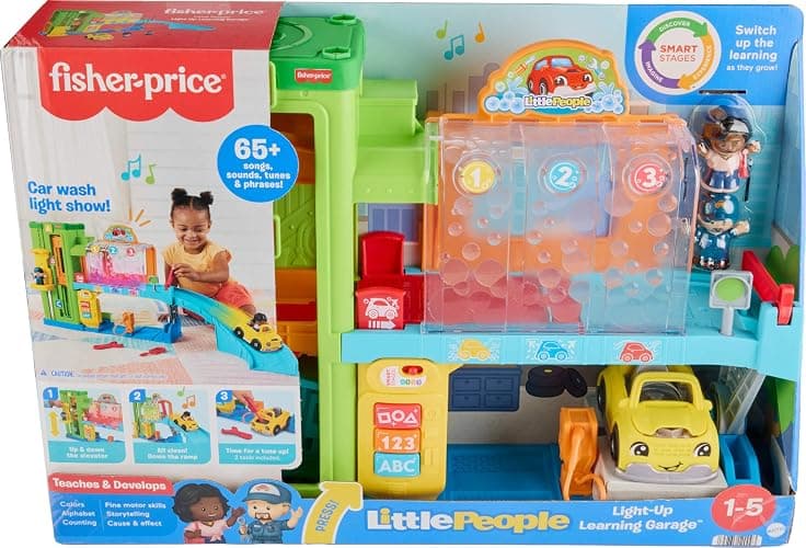 Fisher-Price Little People Toddler Toy Light-Up Learning Garage Playset with Smart Stages, Car & Ramp for Pretend Play Kids Ages 1+ Years thumbnail 6
