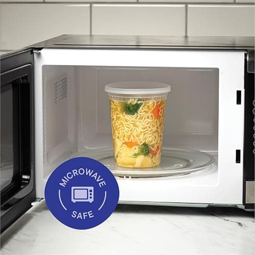 Stack Man 32 oz Deli Containers with Lids (48 Sets) – Quart Clear Plastic Food Storage Containers, Airtight Leak-Resistant Seal, BPA-Free, Microwave & Freezer Safe, Meal Prep Soup Takeout to-Go thumbnail 4