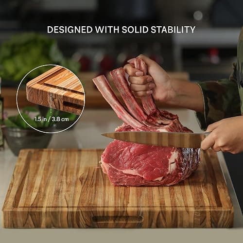 Teakhaus Cutting Board - Large (L) Wood Cutting Board with Juice Groove - Holiday Gift Ideas for Men and Women - Gift-Ready, Reversible, Edge Grain Wood, Knife Friendly - FSC Certified thumbnail 6