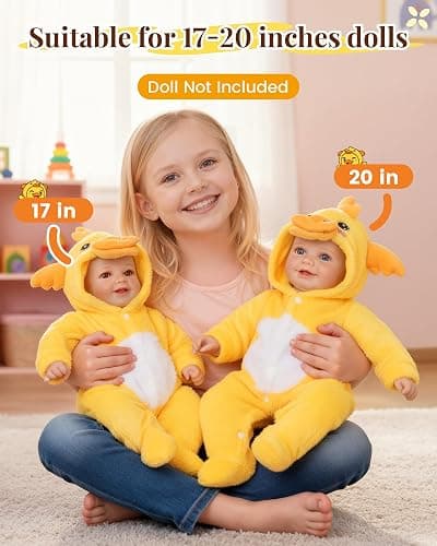 BABESIDE Baby Doll Clothes for 17-20 Inch Dolls, Reborn Doll Clothes | Cute Duck Outfit with Matching Hat | Soft Doll Clothes for Dress-Up & Pretend Play thumbnail 5