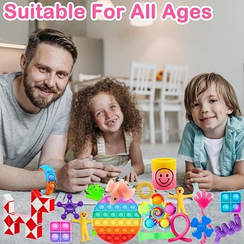 Chennyfun 50PCS Fidget Toys Pack, Sensory Fidget Toys Set, Stress Anxiety Relief Fidget Toy for ADHD Autism, Party Favors Birthday Party Gifts For Kids Teens Adults thumbnail 8