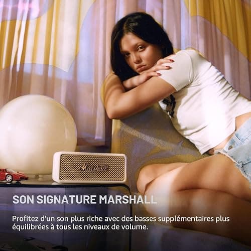 Marshall Emberton III Enceintes Bluetooth Portables, sans Fil, IP67 Résistant à la Poussière et à l'eau, Plus de 32 Heures de Lecture, Charge Rapide - Crème thumbnail 2