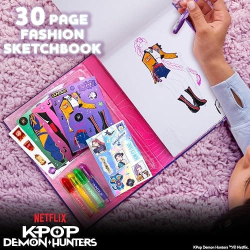 Kpop Demon Hunters™ Fashion Sketch Set, Includes Coloring Book, Gel Pens, Kpop Demon Hunters Stickers, Stencils & More, Great Girls Toys Age 6-8 thumbnail 3