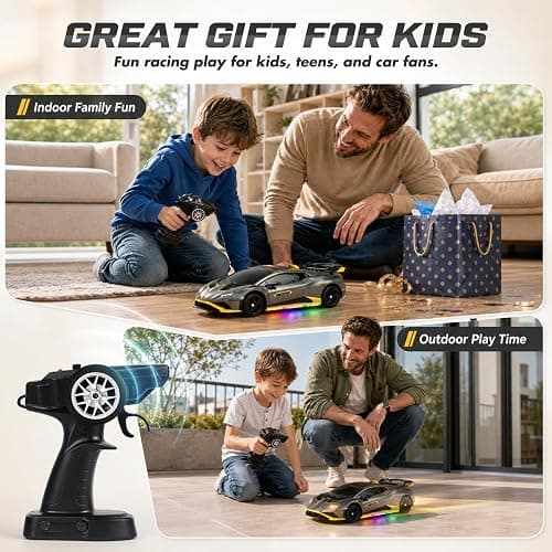 YESHIN 1：24 Lamborghini Haracan Drifting Car Gray, Lamborghini Toy Car, RC Cars for Boys Age 8-12, 2.4GHz Remote Control Car with Light thumbnail 7
