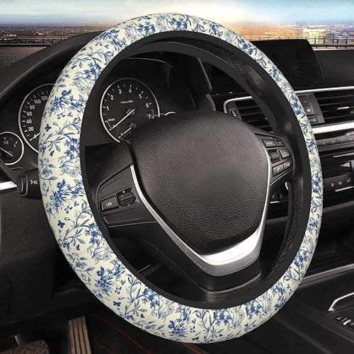 Floral Cute Steering Wheel Cover for Women & Men – Universal 15 Inch Car Accessories, Non-Slip & Stylish Design, Fits Most Cars, SUVs, and Auto - Image 1