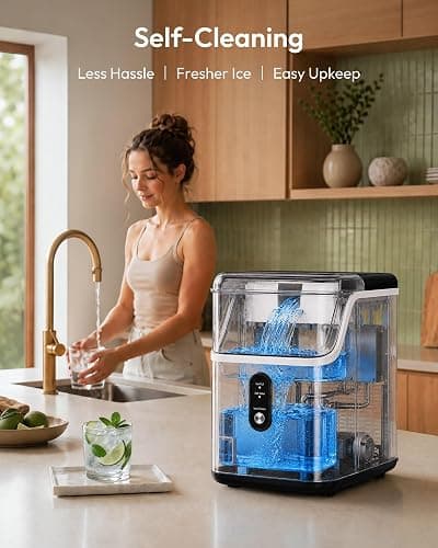 EUHOMY Nugget Ice Maker Countertop, Ready in 7 Mins, 35Lbs/24H Pebble Ice Maker Machine, Self-Cleaning Countertop Sonic Ice Makers with Ice Scoop&Basket, Pellet Ice Maker for Home, Stainless Steel thumbnail 2