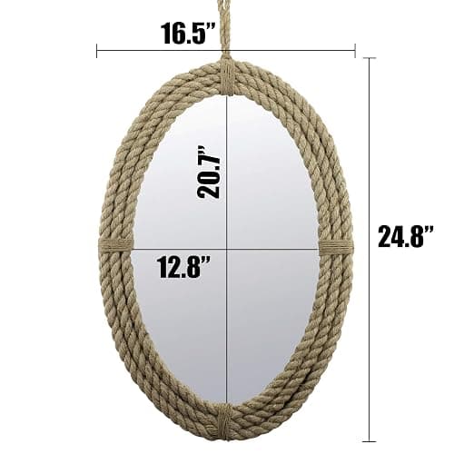 Stonebriar Collection SB-5390A Decorative Oval Rope Mirror with Hanging Loop, Unique Wall Décor thumbnail 3