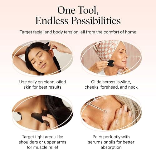 Kitsch Stainless Steel Gua Sha Facial Tools - Guasha Tool for Face, Face Sculpting Tool, Neck Massager, Double Chin Reducer Gua Sha Tools, Lymphatic Drainage Massager, Facial Skin Care - Matte Black thumbnail 6