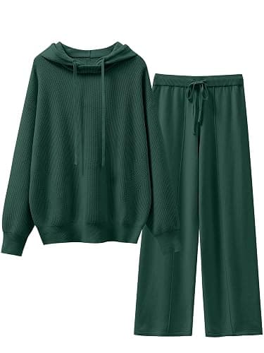 ANRABESS Women 2 Piece Outfits Sweater Sets Loose Long Sleeve Hoodies Knit Pullover Wide Leg Pants 2025 Fall Lounge Sweatsuit - Image 1