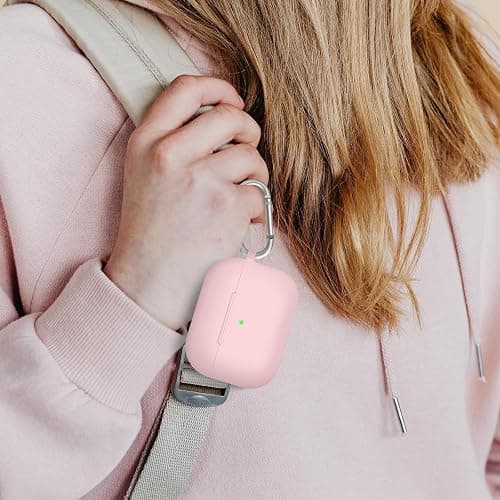 Woyinger for AirPods Pro Case Cover with Cleaner Kit,Soft Silicone Case for Air Pod Pro 1st/2nd Generation-Light Pink thumbnail 7