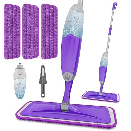 HOMTOYOU Spray Mops for Floor Cleaning: Wet Mop for Hardwood Tile Wood Laminate Vinyl - 3 Washable Microfiber Pads for Swiffer Powermop - Absorbs Pet Hair Dust - Image 1