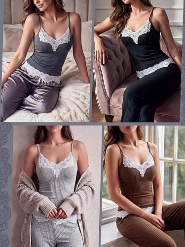 Fourluoo Women's Long Lace Tank Tops lace Camisole Patchwork Tops for Women thumbnail 5
