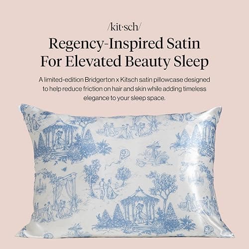 Bridgerton x Kitsch Satin Pillowcase W/Zipper - Size 19x26, Garden Toile | Softer Than Silk Pillow Cases, Smooth Cooling Satin Pillow Case for Hair and Skin, Wrinkle-Free, Machine Washable thumbnail 3