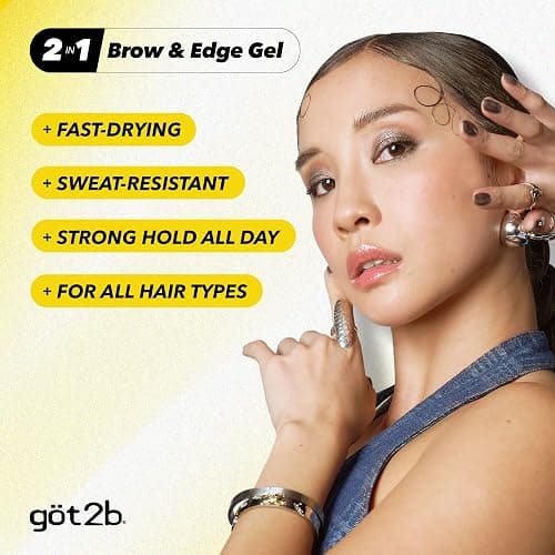 got2b Glued Brow Gel & Edge Control, Strong Hold, Clear, 0.54 Fl Oz | Tames brows and flyaways, Sweat-resistant with castor oil, Quick-dry formula, Vegan formula, Dual-sided brush thumbnail 4
