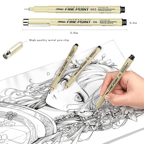 Qionew Precision Black Micro-Pen Fineliner Ink Pens,12 Pack Waterproof Archival Ink,Micro Pens for Drawing,Artist Illustration, Multiliner, Anime,DIY Gifts Projects - Assorted Point Sizes thumbnail 4
