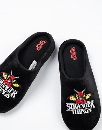 Stranger Things Unisex Black Logo Mule Slippers | Indoor Lounging Footwear with TV Show Design thumbnail 5