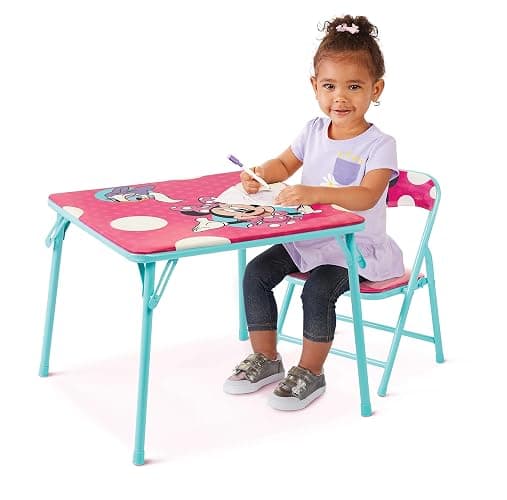 Jakks Pacific Minnie Jr Activity Table Set with One Chairs ,Teal and Red - Image 1