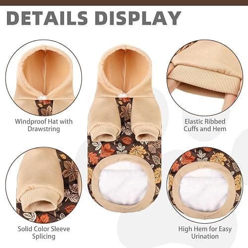 KOOLTAIL Fall Dog Hoodie with Autumn Maple Leaf Pattern for Small Medium Large Dogs -Thanksgiving Pet Sweater Sweatshirt Warm Cold Weather Clothes with Leash Hole and Pocket for Puppy Male/Female M thumbnail 5