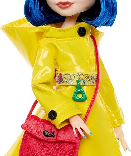 Monster High Skullector Doll, Coraline Collectible in Yellow Raincoat with Dress and Accessories Like Rag Doll, Cat Figure, and Doll Stand thumbnail 3