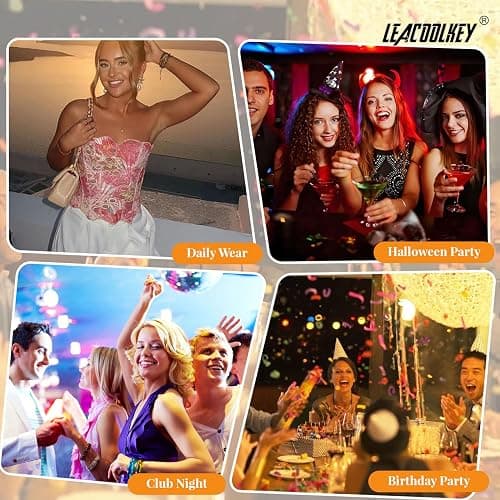 LEACOOLKEY Lacework Corset Top for Women Sexy Textured Sheer Floral Lace Bustier Going Out Lace-up Corset Overbust Top thumbnail 6