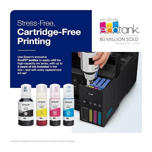 Epson EcoTank ET-2850 Wireless Color All-in-One Cartridge-Free Supertank Printer with Scan, Copy and Auto 2-Sided Printing - Black, Medium - Black thumbnail 3