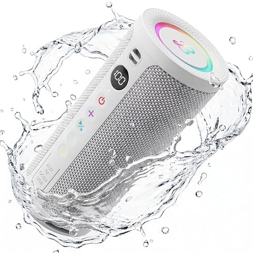 BassBloom Roar 3 Portable Bluetooth Speaker,20W Powerful Sound with Deep Bass,IPX6 Waterproof,24H Playtime,Bluetooth 5.4,RGB Lights,Wireless TWS Pairing (White) - Image 1