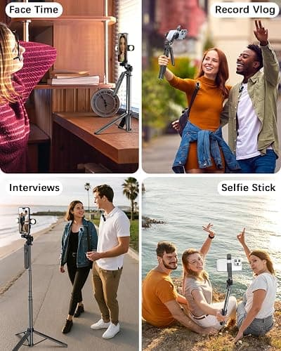 Yeaki Vlogging Kit for iPhone/Android, 71" Selfie Stick Tripod for iPhone with Light, Wireless Remote & Microphone, Adjustable Phone Tripod for TikTok/YouTube Starter Content Creator Essentials Kit thumbnail 8