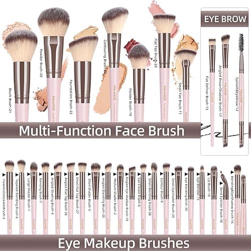 MAANGE Makeup Brush Set, 51 Pcs Makeup Tool Set Premium Synthetic Foundation Powder Concealers Eye shadows Blush Makeup Brushes (Pink) thumbnail 4