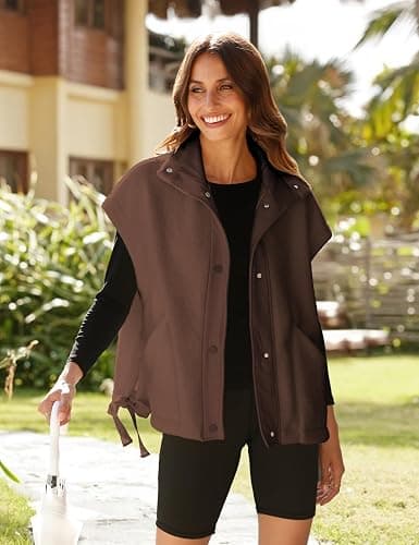 GTLIAE Womens Sherpa Fleece Vest Oversized Sleeveless Jacket Casual Outerwear Gilet with Pockets thumbnail 7